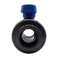PVC Kugelhahn IG mit 2 Überwurf-Verschraubungen, 2" IG, PN16