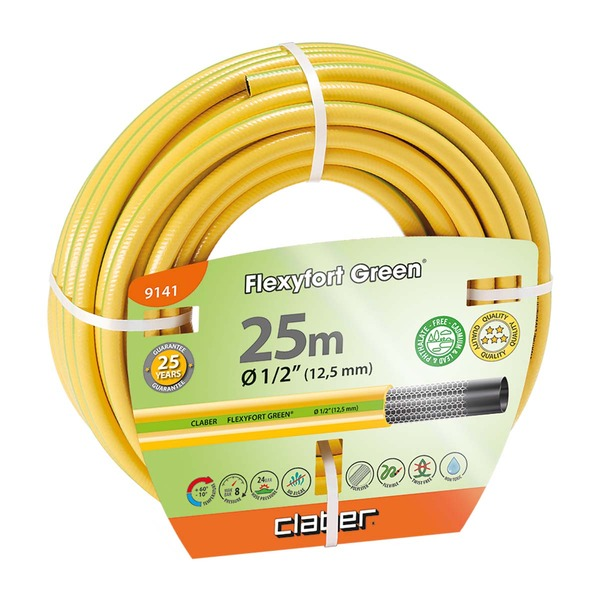 Claber Gartenschlauch Flexyfort Green, 1/2", 12,5 mm, 25 m/Rolle