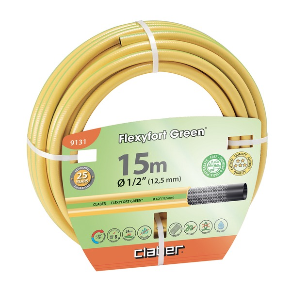 Claber Gartenschlauch Flexyfort Green, 1/2", 12,5 mm, 15 m/Rolle