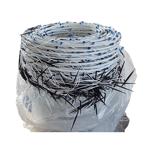 LDPE Rohr mit Spaghetti FixFertig System, 20 mm, 25 cm Abstand, 200 m/Rolle, Microschlauch 80 cm mit Spieß und Tropfer, 2,2 l/h, hellgrau