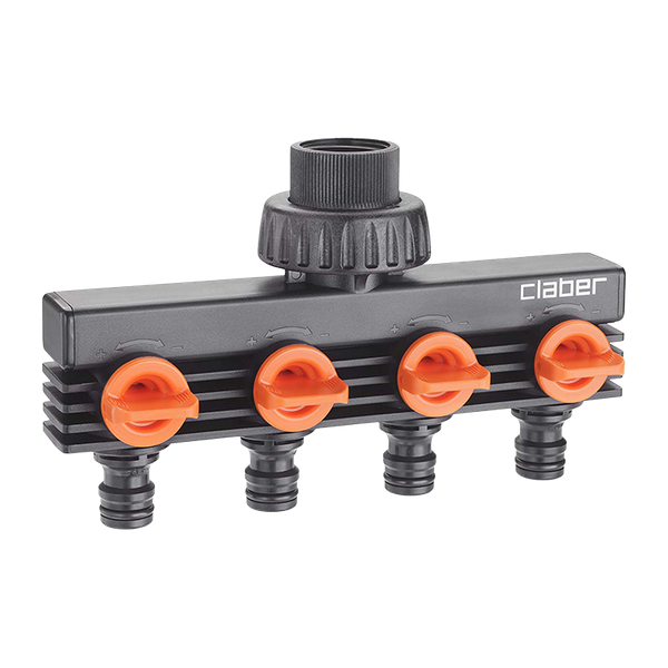 Claber 4-Wege Verteiler 4x Schnellkupplung Männchen x 3/4" IG