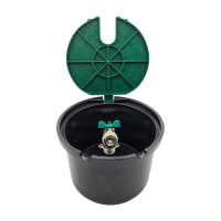 Ventilbox mit Klappdeckel und Metallkugelhahn, rund, 3/4" IG x AG