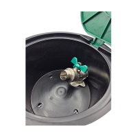 Ventilbox mit Klappdeckel und Metallkugelhahn, rund, 3/4" IG x AG